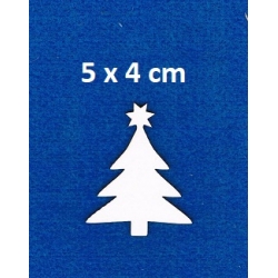 BEERMATA #1,5mm   Choinka gwiazdka  5x4cm  , biała tekturka , scrap,  birmata